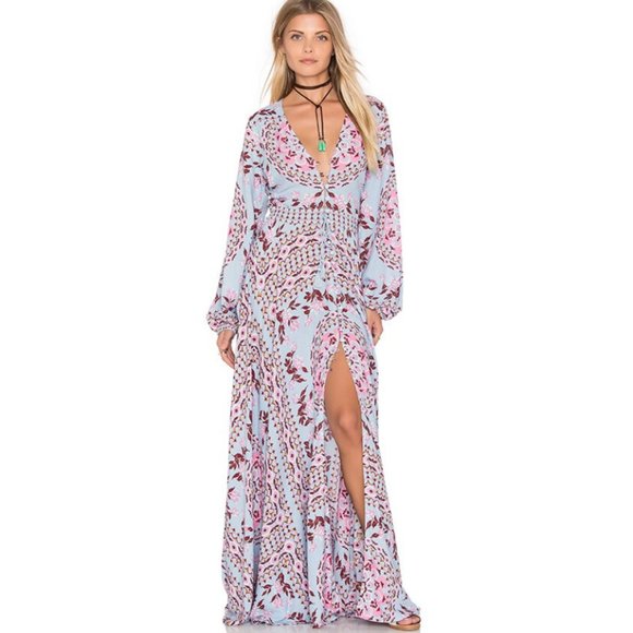 Boho Chic Gypsy Floral Print Maxi Dress - Picture 6 of 6